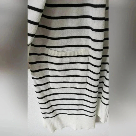 Nine west high slit duster long cardigan, size pxxl or XL, black/white - Picture 4 of 7